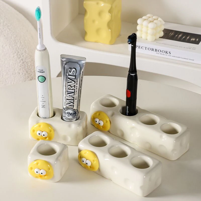 新款奶油轻奢置物架免打孔电动卫生间客厅布置家居用品牙刷架浴室