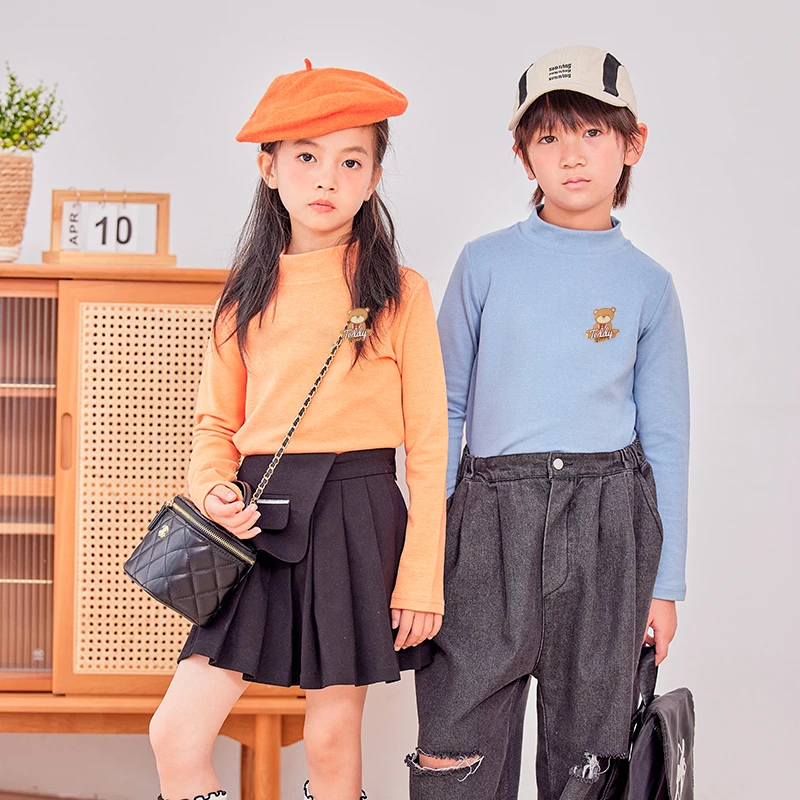 春装半高领德绒内搭儿童打底衫女童薄荷曼波男童卫衣保暖衣毛衣