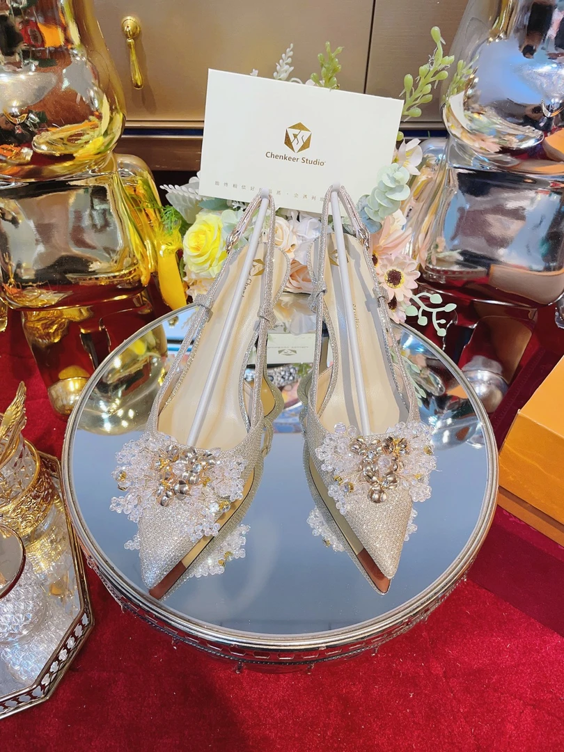 香槟色高跟鞋凉鞋女神范新款夏季包头细跟设计感小众气质名媛网红