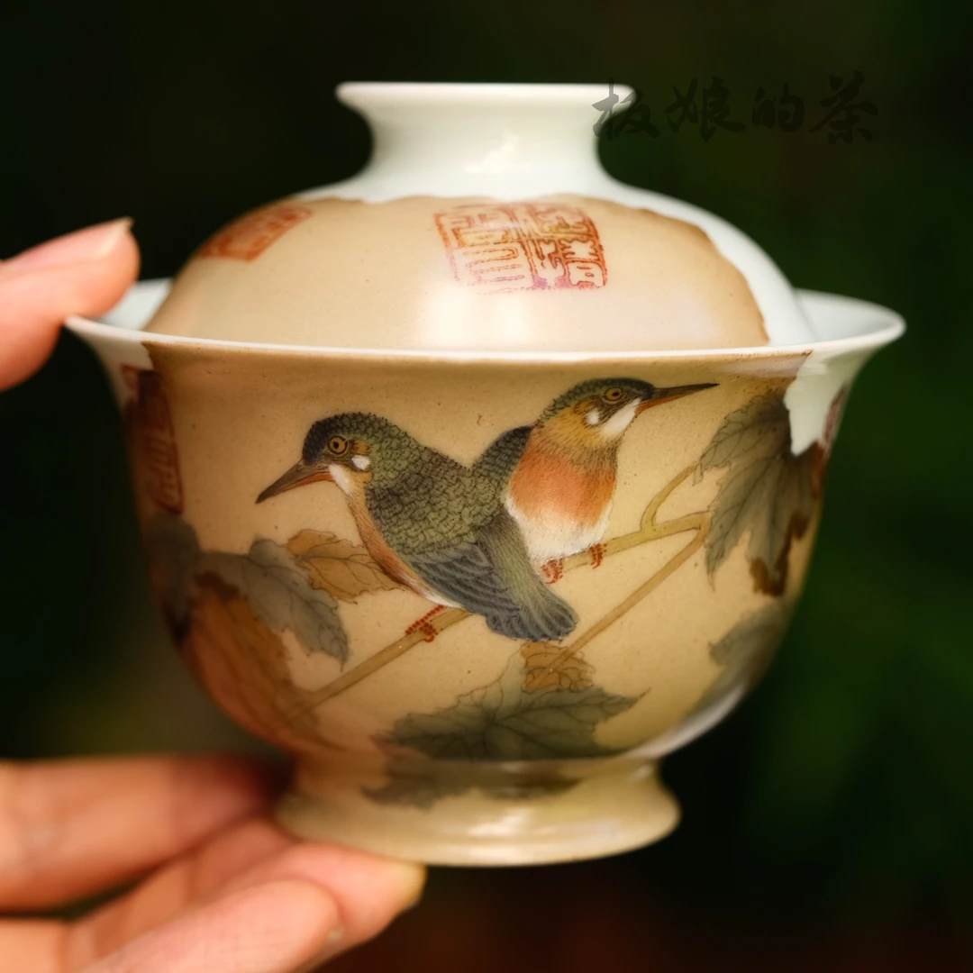 板娘的茶 雅圣宋风残卷【芙蓉翠羽图】盖碗125ml 茶配件 ys313