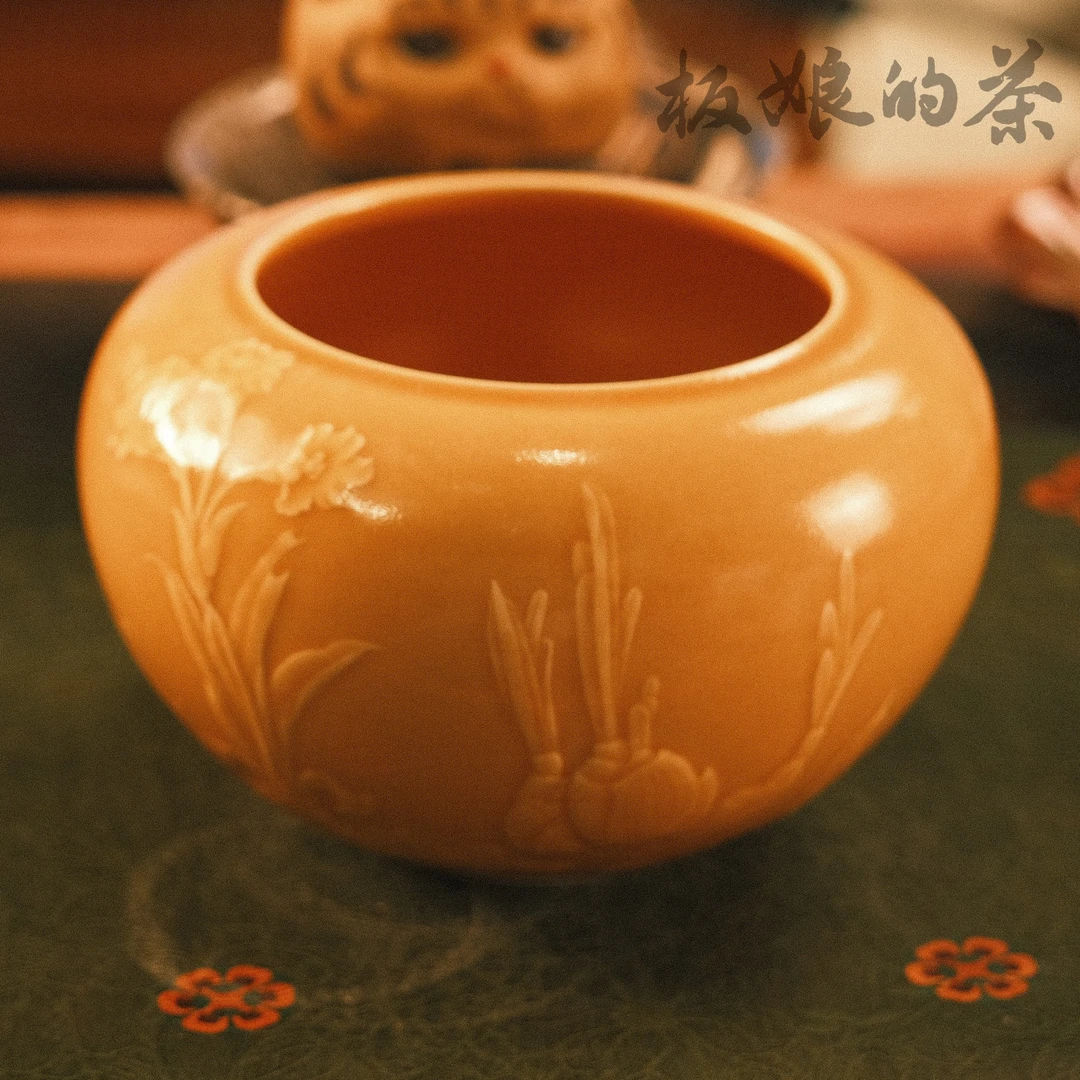 板娘的茶 敬山田黄水仙花建水水洗景德镇高温瓷 550ml  js157