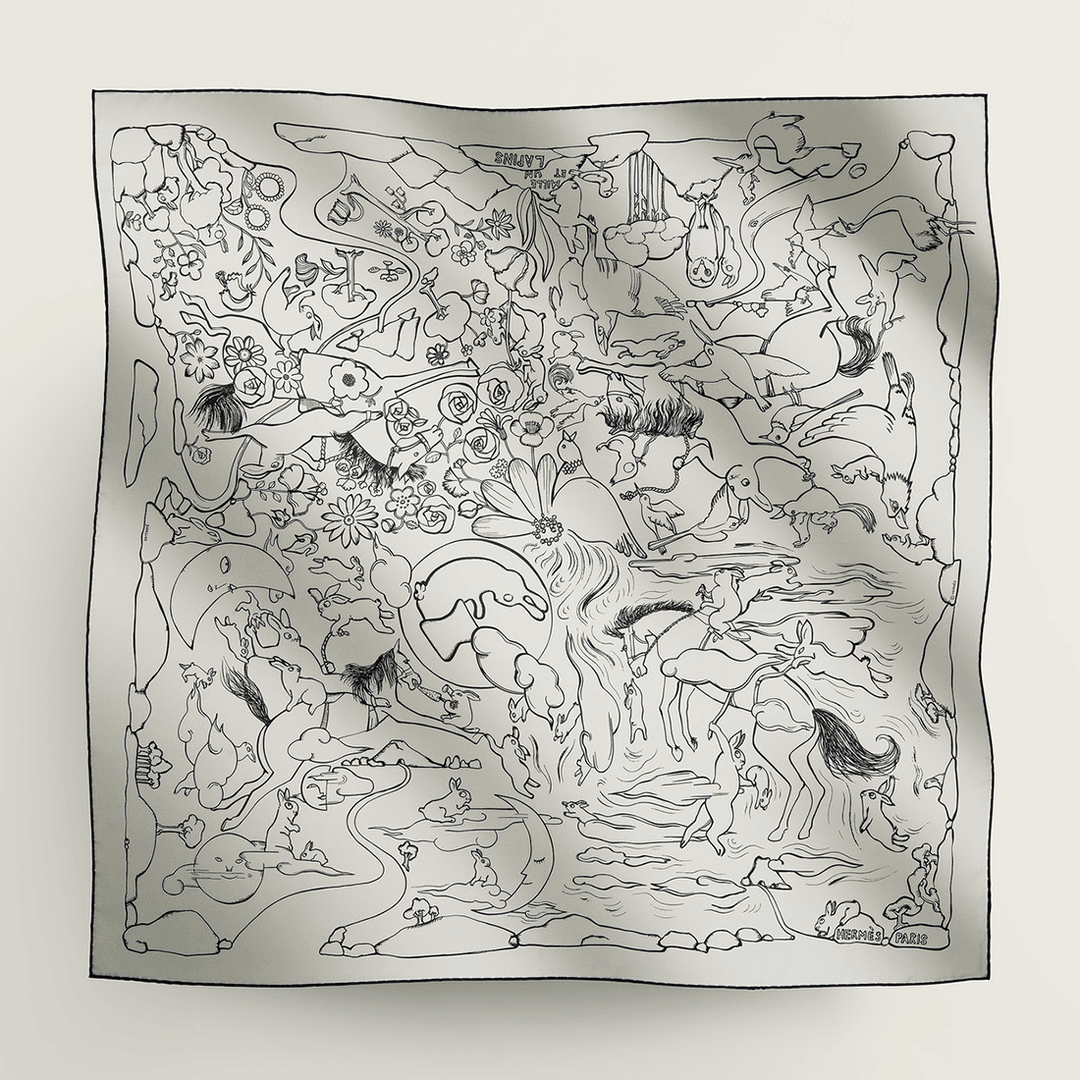 全新未使用 奢之星 Hermes/爱马仕 “一千零一只兔子”90*90CM