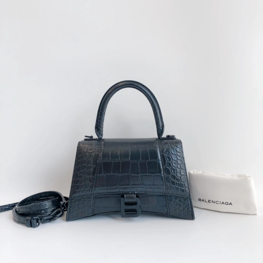 95新 奢之星 BALENCIAGA So black 压纹沙漏手提单肩包 S号
