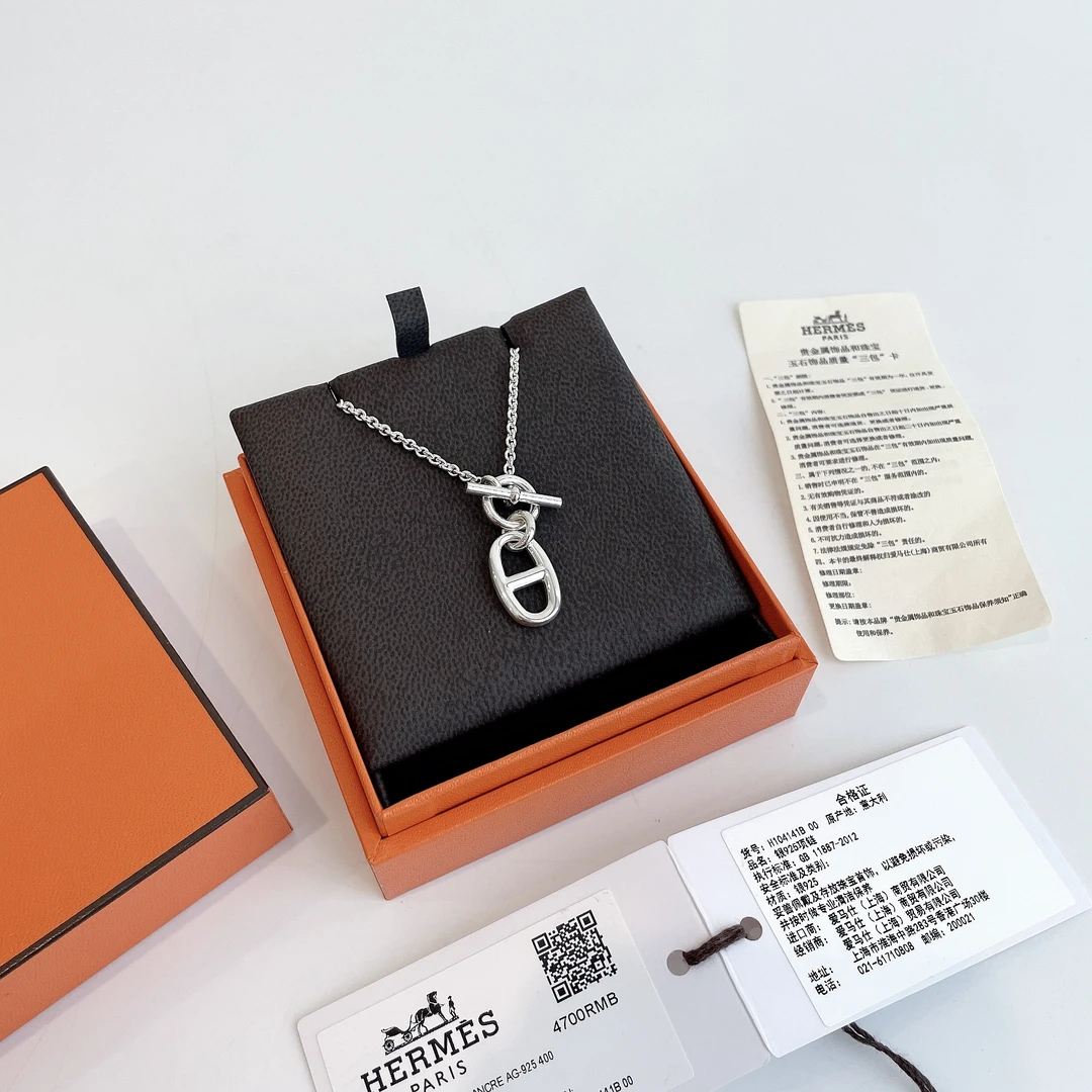 全新未使用 奢之星 Hermes/爱马仕 Chaine d'Ancre 猪鼻子 银项链