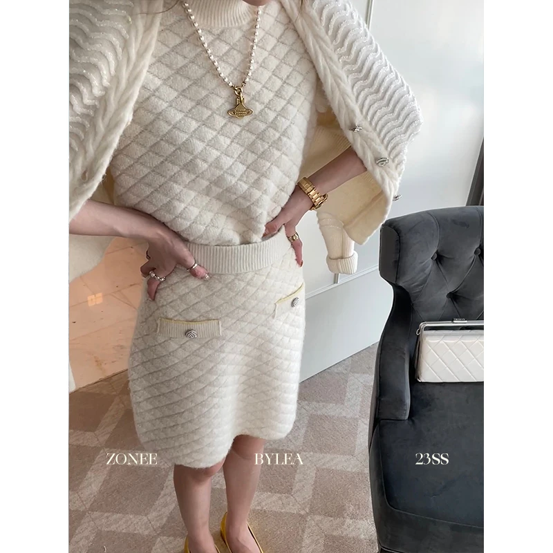 Lea宋亦雯 奶油格桑花 金标系列细闪亮片羊驼毛羊毛精致开衫针织