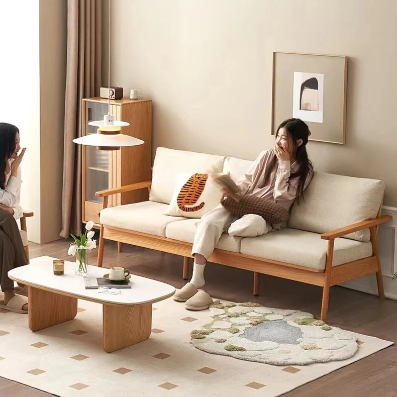 实木沙发小户型客厅家具北欧简约冬夏两用布艺沙发G1061