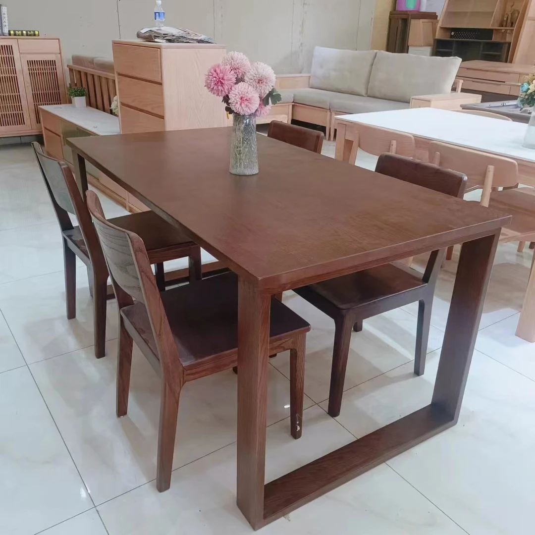 实木餐桌加厚北美红橡木家用办公桌工作台北欧日式大板莫比恩餐桌