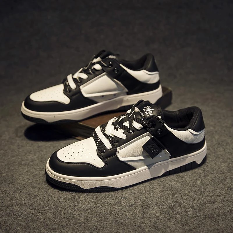 百搭小众运动休闲鞋2025夏秋新款男鞋韩版低帮设计感拼色板鞋