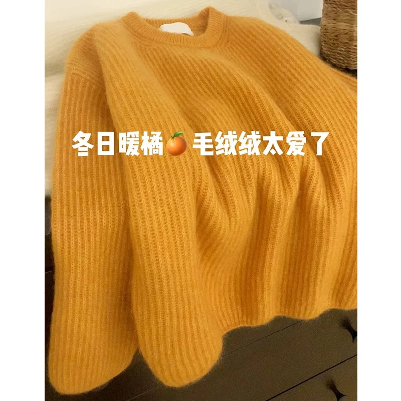 秋冬2024新款加厚毛衣显白宽松高级感百搭温柔软糯针织韩版上衣女