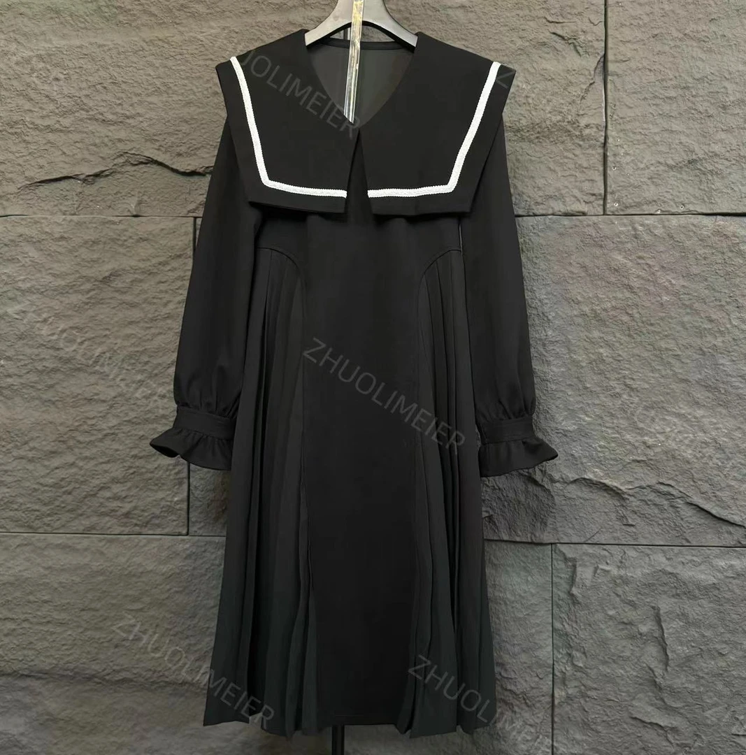 zhuolimeier/卓丽美尔大码女装法式秋季减龄海军领连衣裙6019