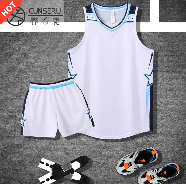 春希鹿男士夏季速干无袖球服美式休闲透气学生宽松跑步篮球服套装