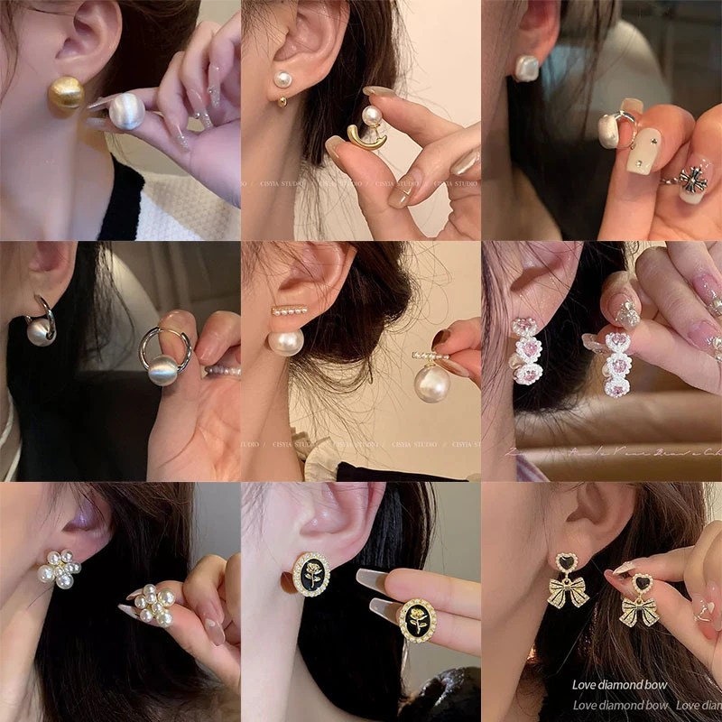 复古珠珠耳环女轻奢高级感气质耳钉ins小众网红风耳饰