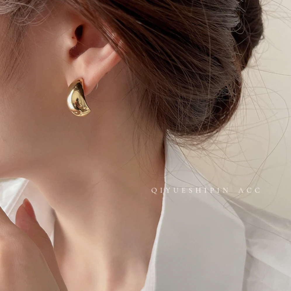 合金耳饰 金属水滴耳钉女小众设计感港风耳环耳坠轻奢高级感耳饰