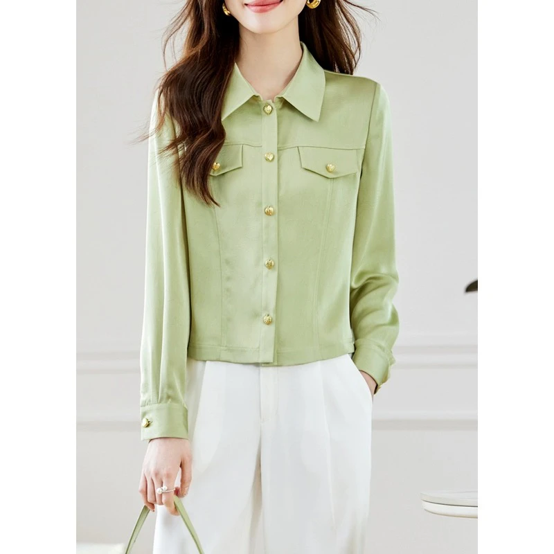 春秋款衬衫显瘦短款少女修身薄款设计感时尚潮流小个子上衣