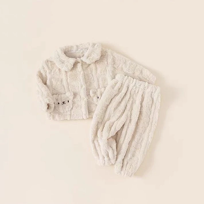 女童睡衣秋冬季秋冬法兰绒冬季套装宝宝珊瑚加厚儿童家居服洋气