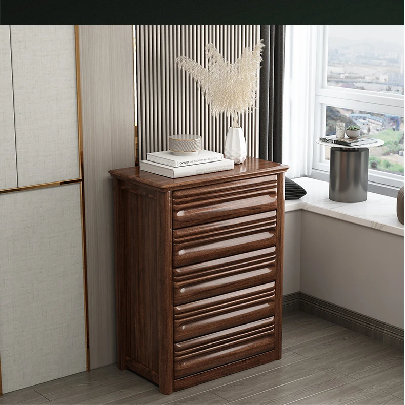 胡桃木实木斗柜五斗柜现代中式储物斗柜