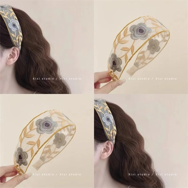 灿若夏花!小众设计发箍!高级感绣花宽边头箍百搭发捆精致超仙发卡