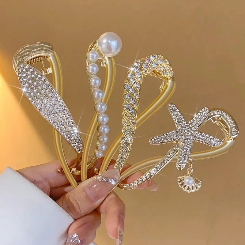 高级感发夹女后脑勺盘发抓夹网红青蛙扣一字夹轻奢发卡子时尚头饰