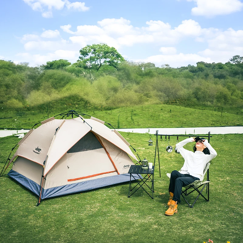 [JEEP自动六面帐篷]双层速开便携式户外防风防雨防晒露营野餐帐篷