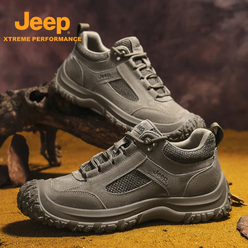 jeep徒步登山鞋男士2024秋季新款厚底防滑耐磨时尚百搭户外徒步鞋
