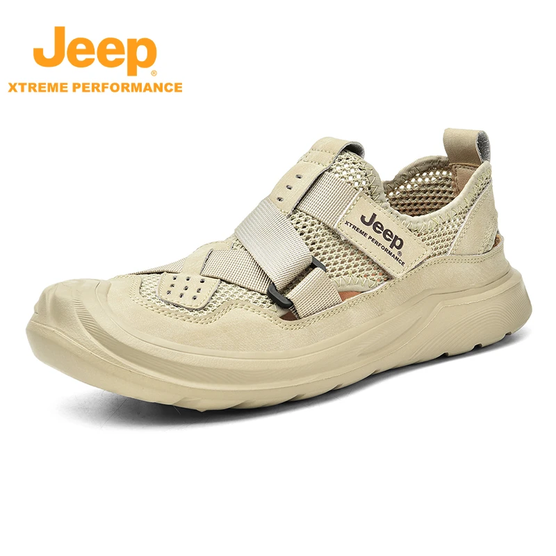 Jeep2023夏季新款男式户外沙滩耐磨防滑凉鞋休闲百搭网面轻便