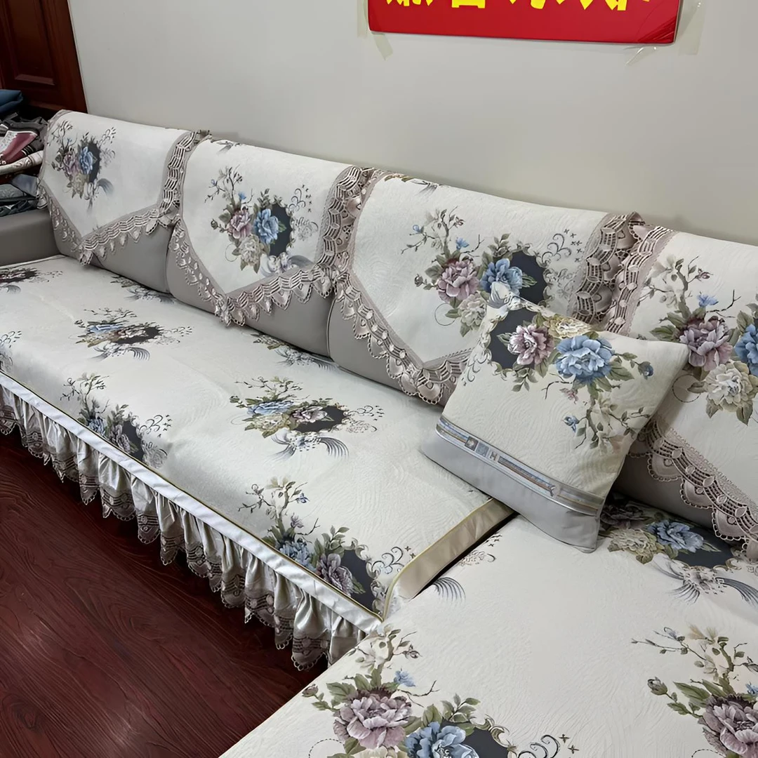 羊绒雪尼尔新款提花四季通用防滑沙发垫套沙发套盖布高档靠背巾