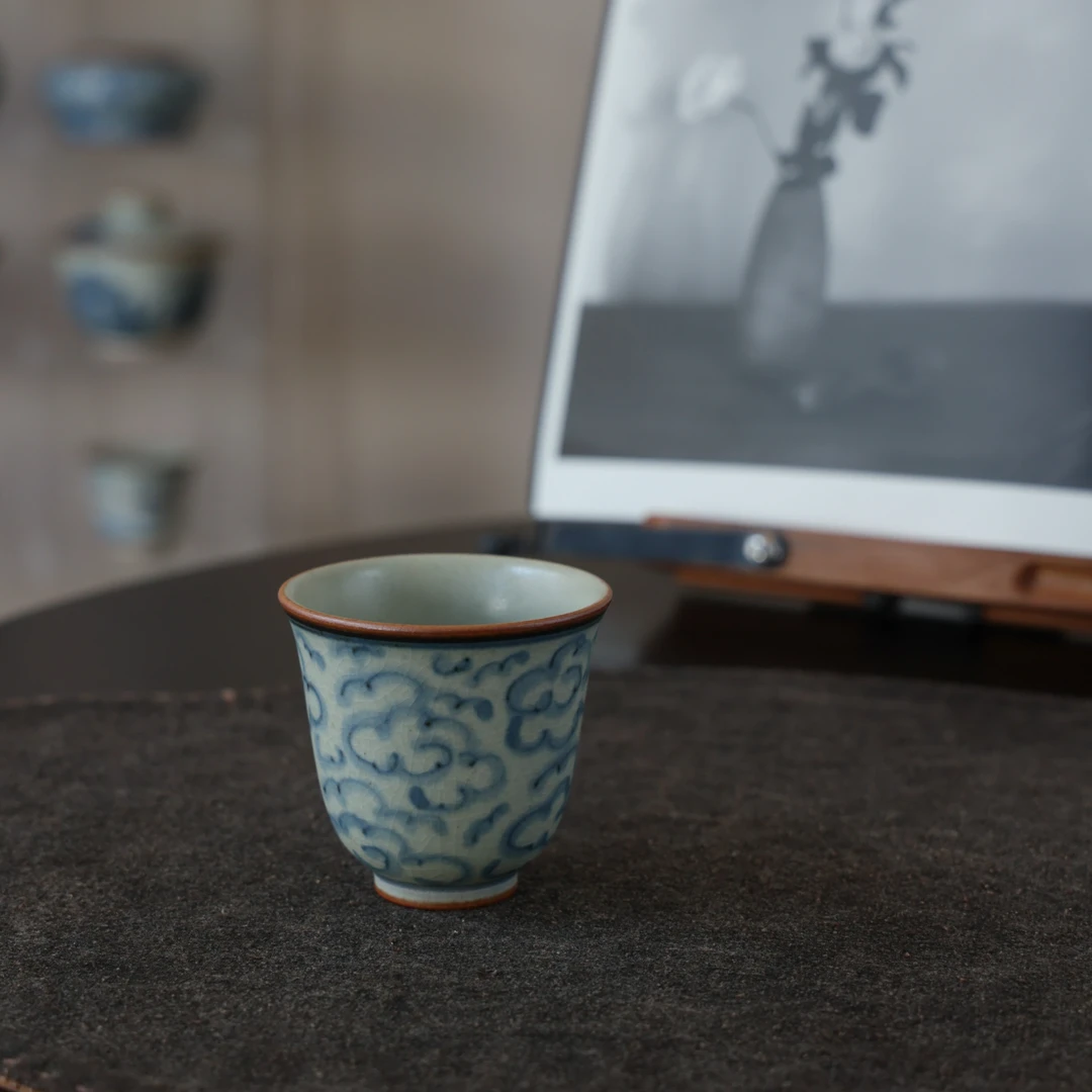 【朴云堂】 祥云小铃铛杯 满容45ml  PY002     中式纯手工手绘
