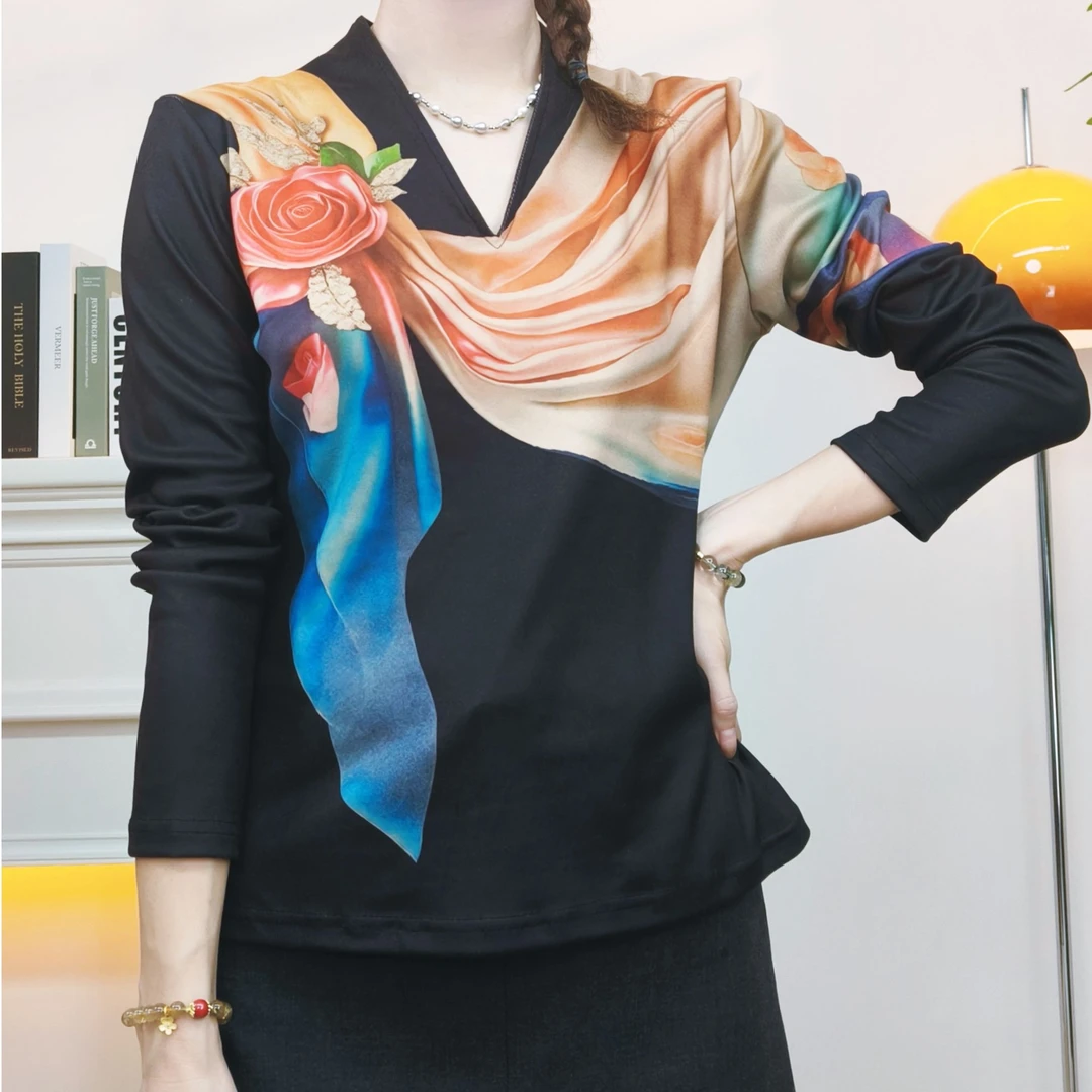 2024喵加澳绒弹力磨毛立体印花长袖打底外穿上衣