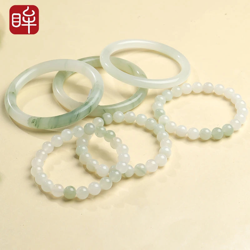 印象眸天山翠圆条手镯圆珠手串 多样性发货拍一发一 附送证书 ND