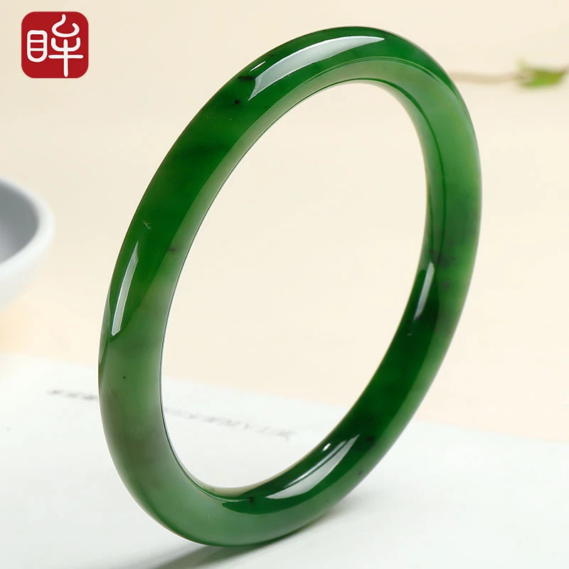 印象眸和田玉碧玉手镯菠菜绿美人镯 多样性发货发一附证书 NT礼物