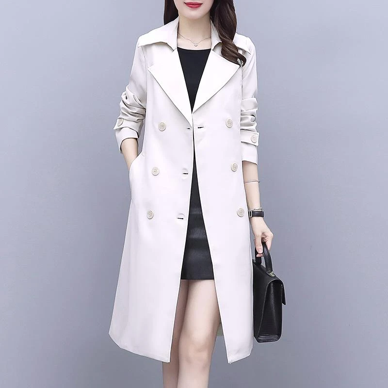 英伦风小个子风衣女款2024新款春秋妈妈装双排扣中长款大衣外套女