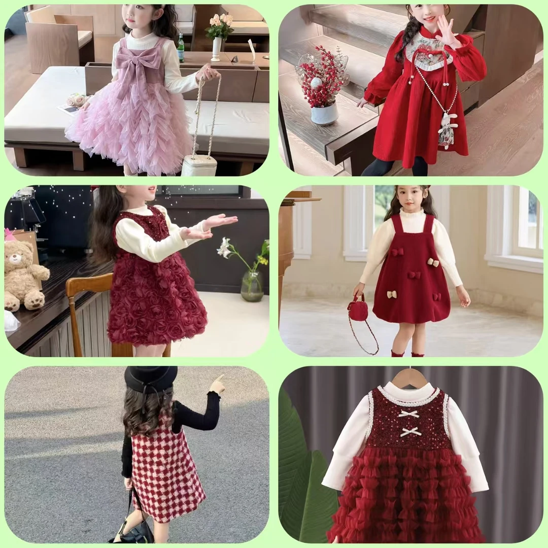 3女童连衣裙套装秋冬新款洋气公主裙礼服冬季加绒儿童年服