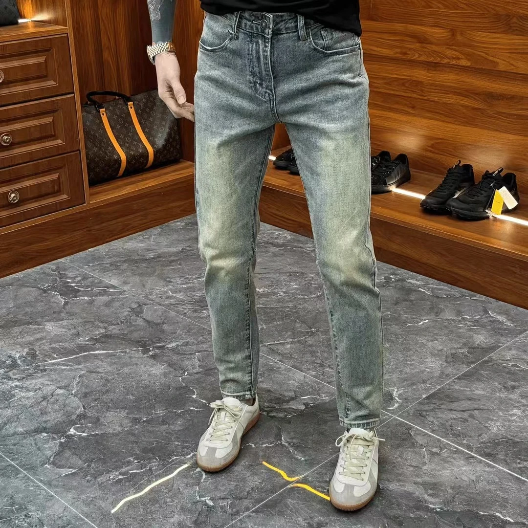2024春季新款时尚休闲百搭净版复古四季可穿修身男士牛仔裤YC6128