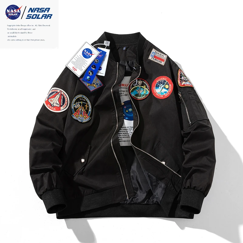 NASA秋冬潮牌徽章简约飞行员夹克男女情侣宽松休闲百搭棒球服外套