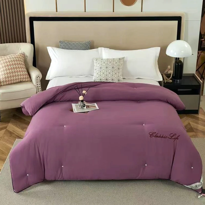 纯手工高端轻奢蚕丝棉被春秋被 双人冬被学生纯色B