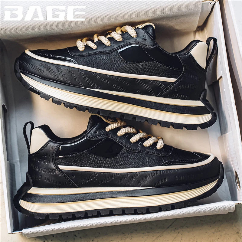 八哥男鞋秋冬2024新款低帮阿甘鞋潮流百搭厚底增高鞋运动休闲鞋子