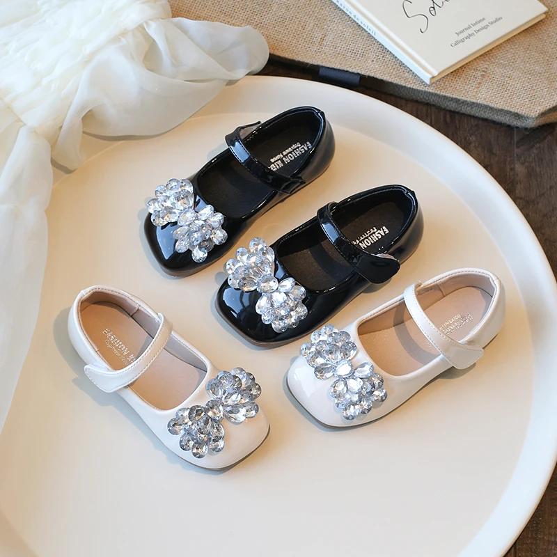 春秋季软底新款单鞋女童韩版单鞋儿童亮钻公主鞋宝宝鞋学生休闲鞋