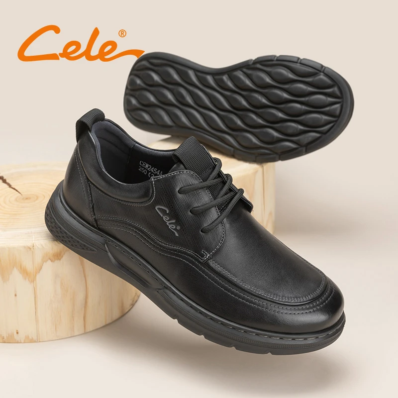 Cele策乐男真皮百搭商务男鞋春季新款软底软面舒适爸爸男士鞋
