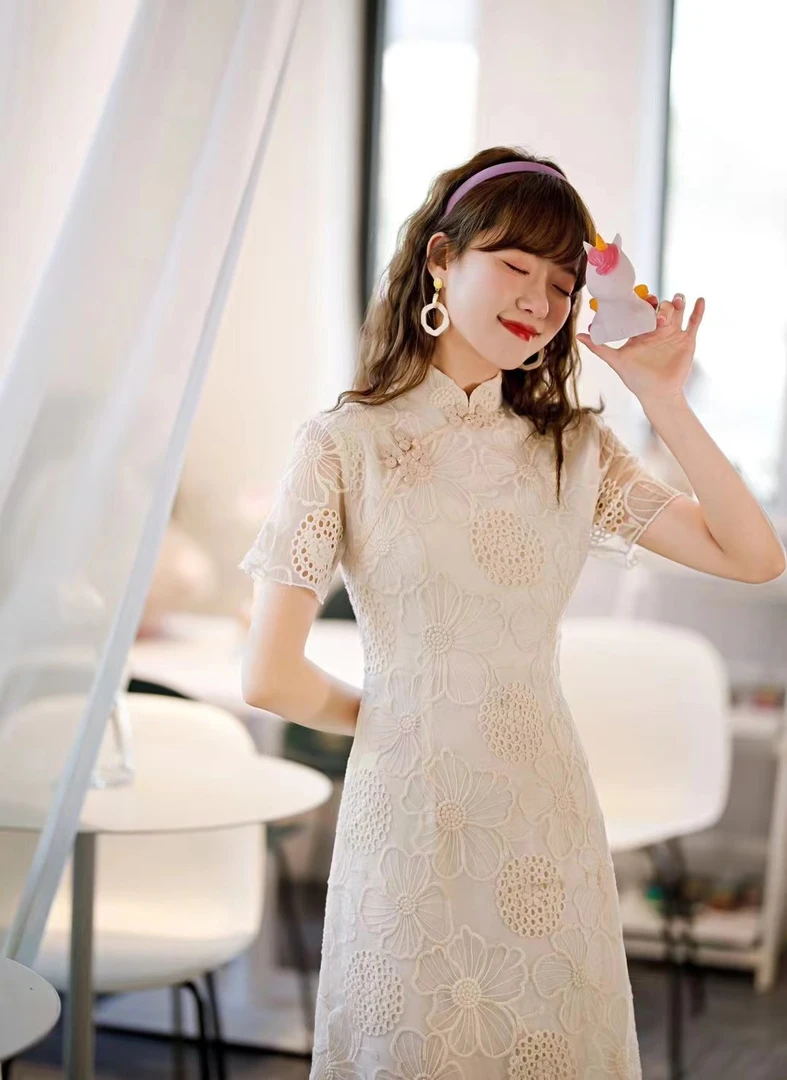 99+[不退不换】显瘦气质经典旗袍复古风修身连衣裙