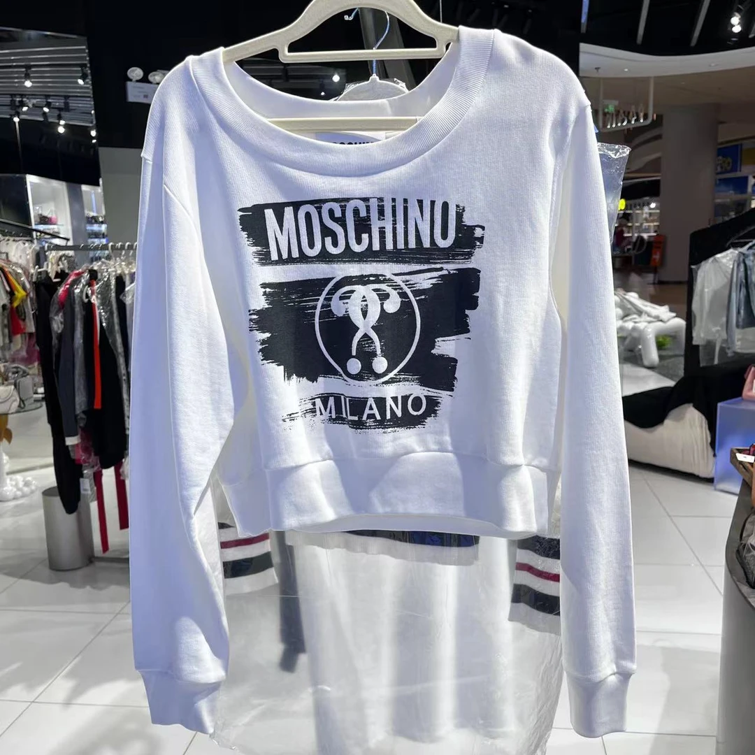 99新 MOSCHINO 莫斯奇诺/蔚蓝/白色卫衣 36码