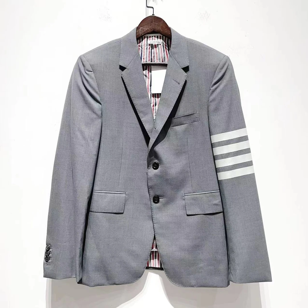 99新 THOMBROWNE 蔚蓝/学院风翻领排扣外套/男款/2码