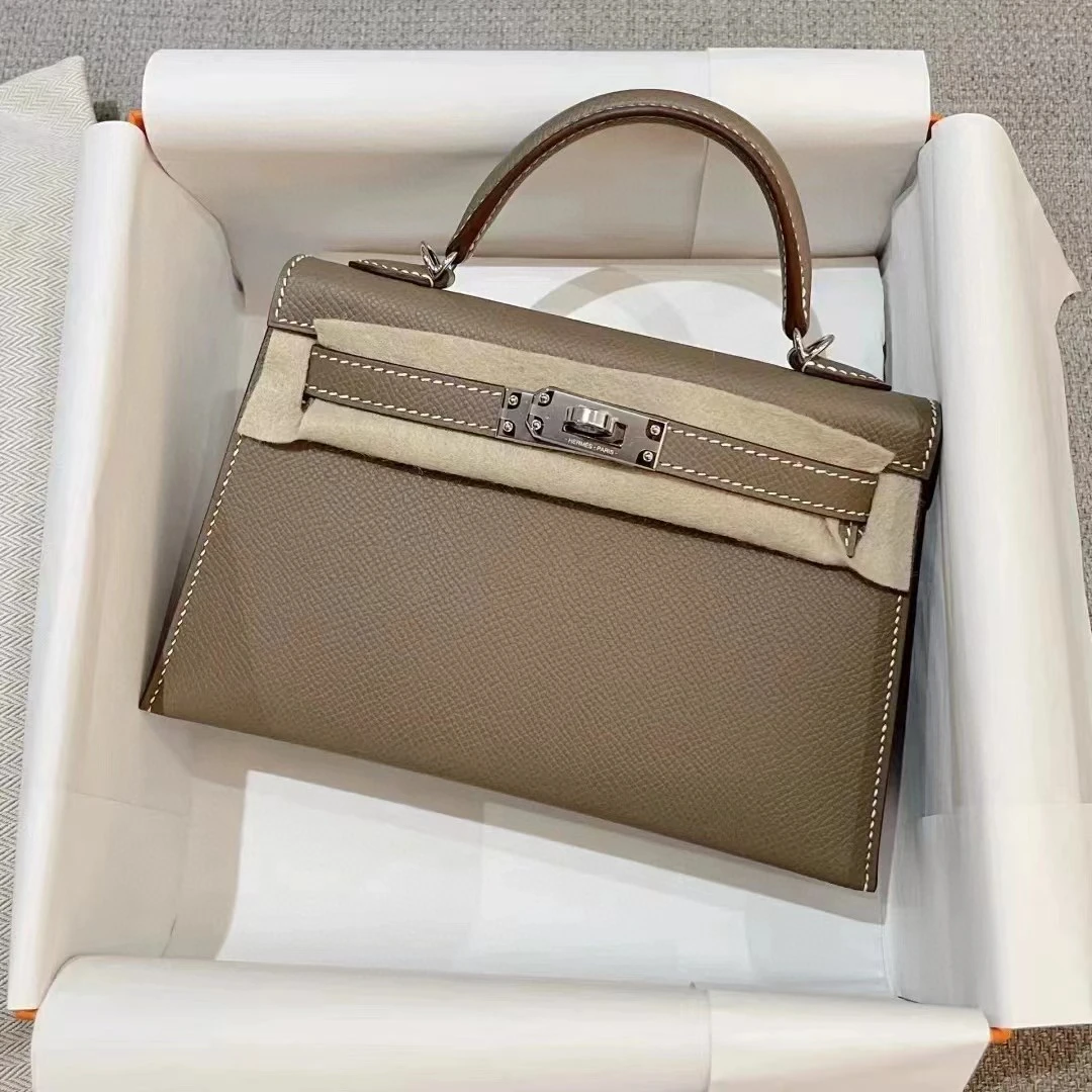 全新未使用 Hermes/爱马仕 蓝总福利/mini kelly二代 大象灰B刻