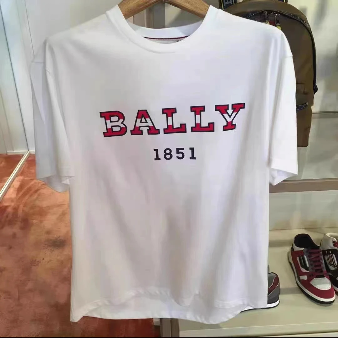全新未使用 BALLY/巴利 蓝总专场/字母logo 白色短袖T恤 M码