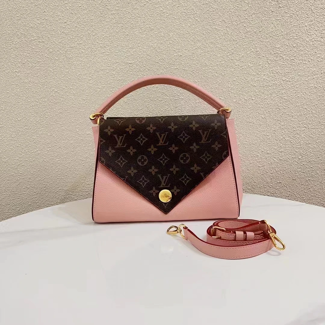 95新 LouisVuitton/路易威登 蔚蓝 老花拼粉色 double V/超难买