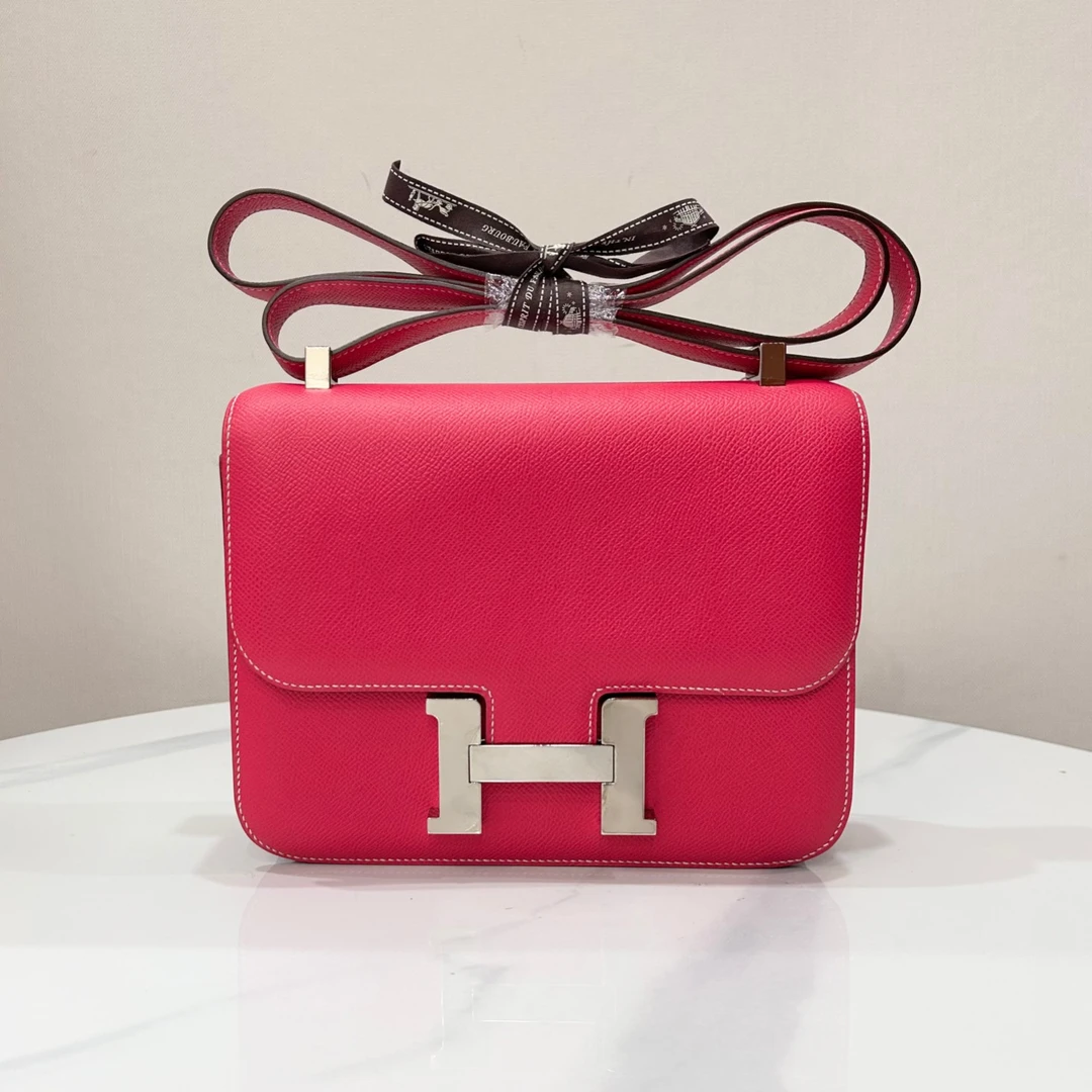 99新 Hermes/爱马仕 蓝总专场/E5糖果粉  银扣 24 康康包 框H