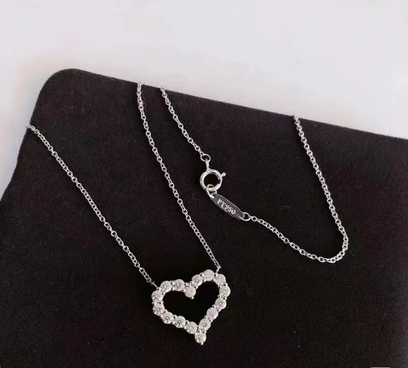 99新 Tiffany & Co./蒂芙尼 蔚蓝/满钻 爱心项链