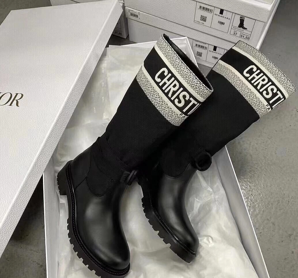 99新 DIOR/迪奥  简约舒适时尚 高筒靴 女款 黑色 38.5码