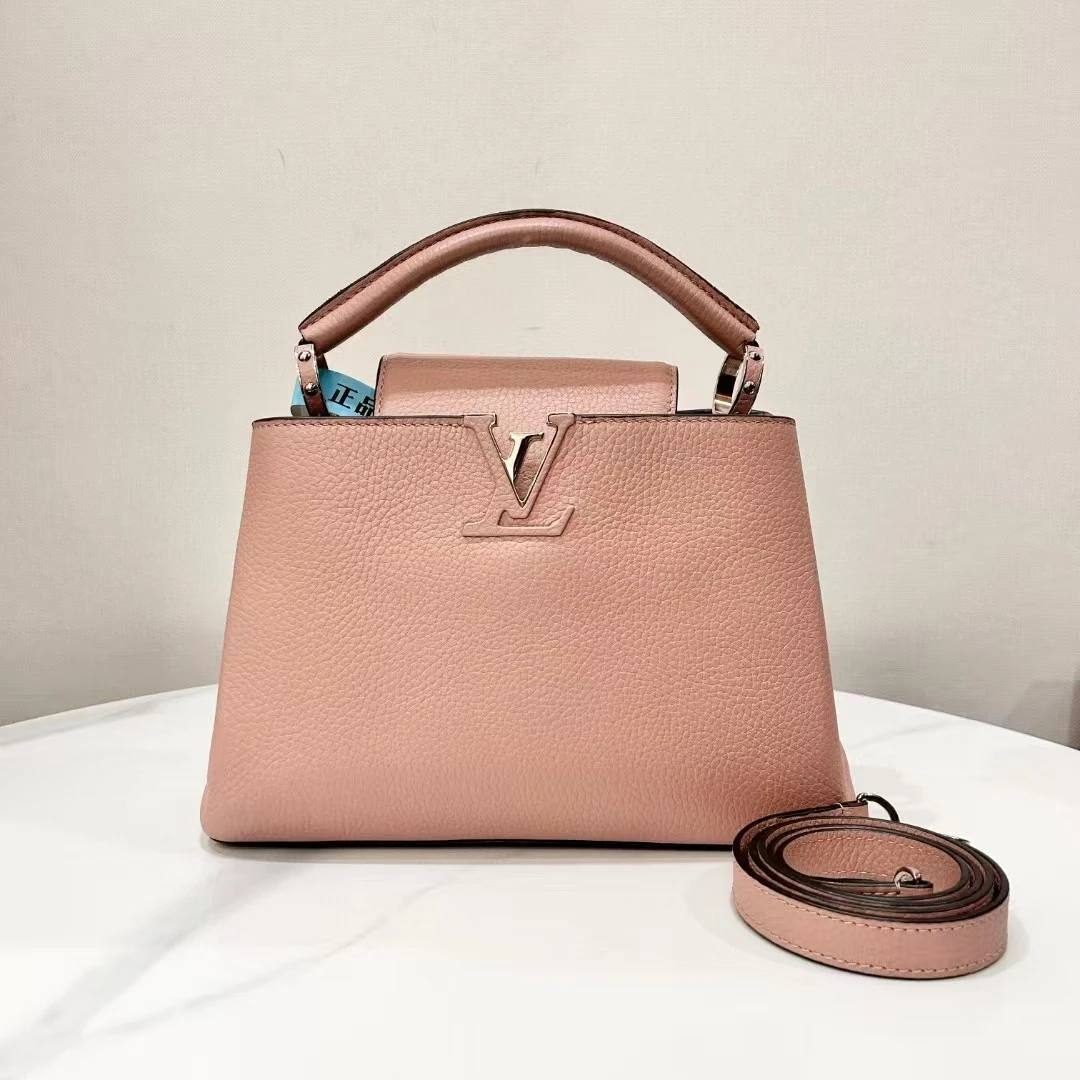 99新 LouisVuitton/路易威登 蔚蓝/ Cap 中号粉色 手提包
