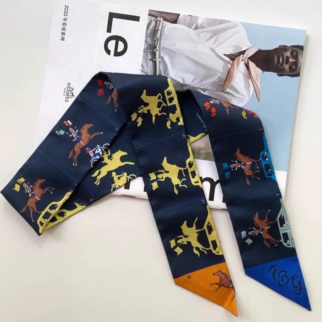 99新 Hermes/爱马仕 蓝总专场/爱马仕巡游 twilly  丝巾