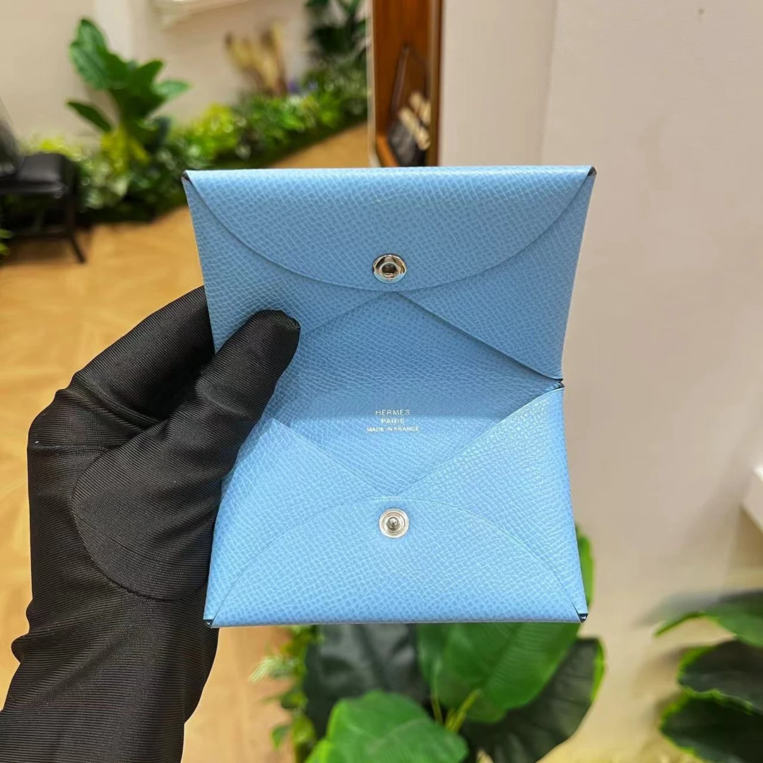 99新 Hermes/爱马仕 蔚蓝 /全皮 蓝色卡包